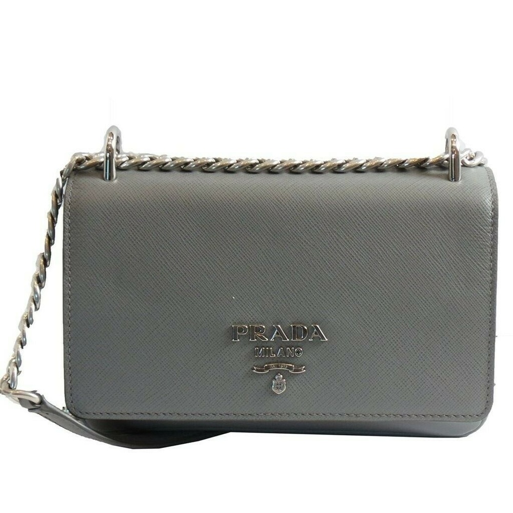 Prada Women's Gray Saffiano Crossbody Bag